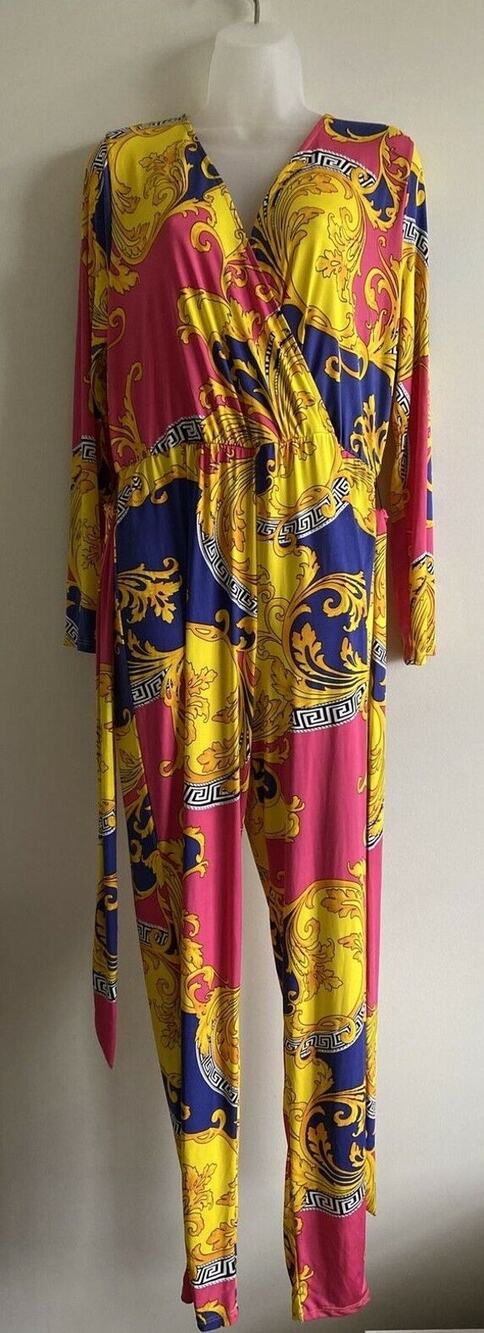 The Curve Jumpsuit Women 2x Multicolored Long Sleeve Skinny Legged No Pockets